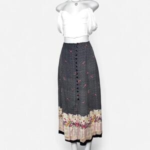 Vintage maxi skirt boho retro cottage flowy peasant prairie fairy whimsigoth